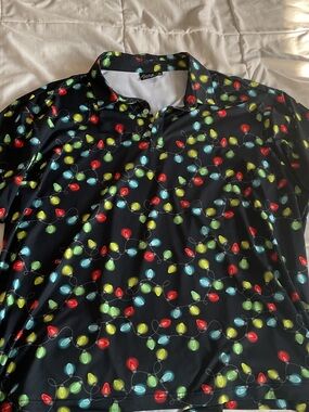 Black Holiday Light Print Polo Shirt